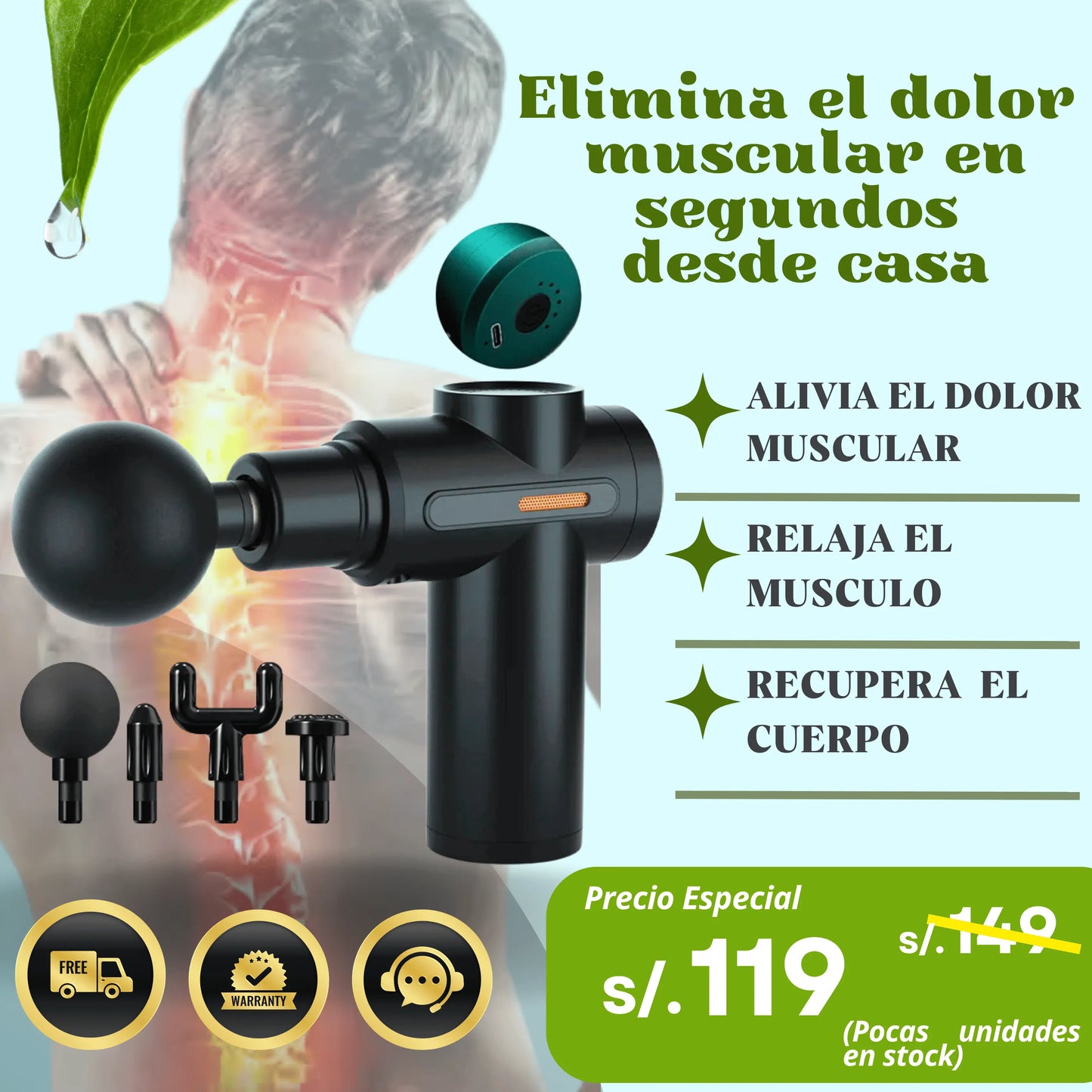 PowerRelief™ – Pistola de Masaje Muscular Portátil