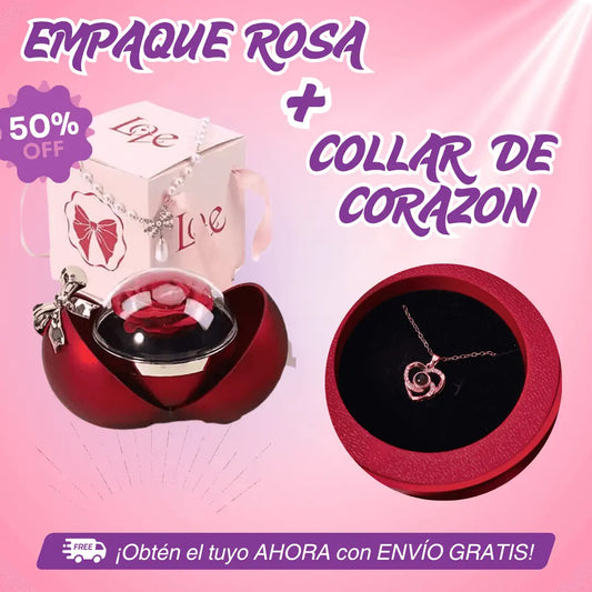 Collar de Corazón con Empaque Rosa